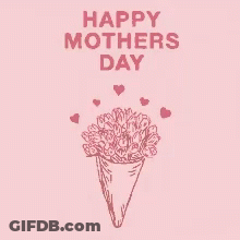 Mother's Day Card With Flower Cone And Hearts GIF