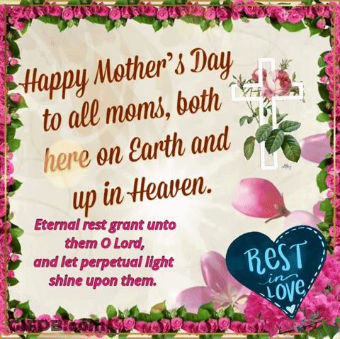Mother's Day Card With Flowers And Cross GIF
