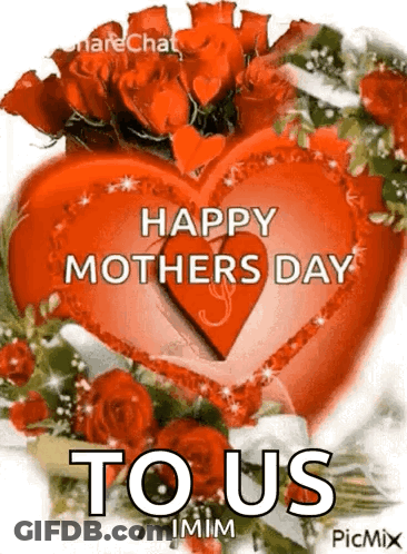 Mother's Day Card With Heart And Roses GIF