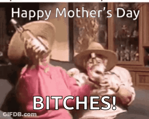 Mother's Day Card With Man And Woman Drinking Wine GIF
