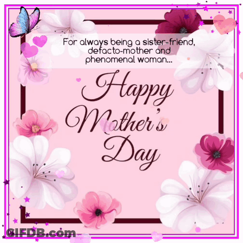 Mother's Day Card With Pink Flowers GIF