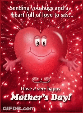 Mother's Day Card With Pink Flowers And Hearts GIF
