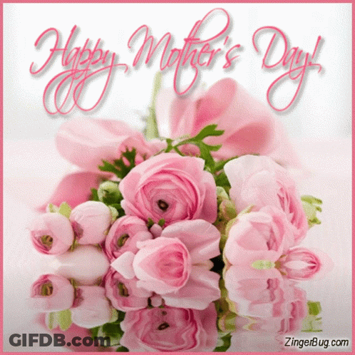 Mother's Day Card With Pink Roses GIF