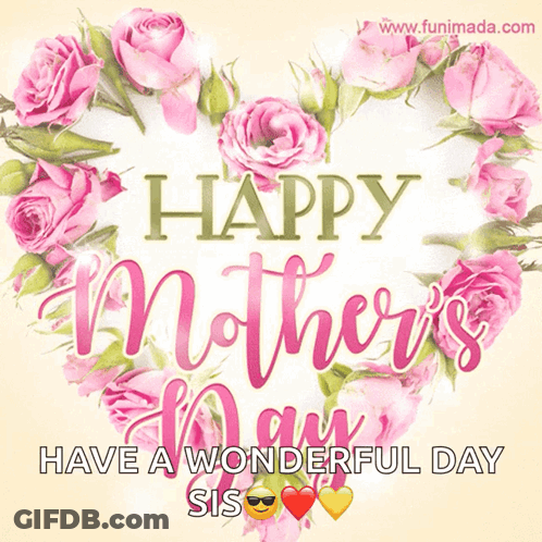 Mother's Day Card With Pink Roses GIF