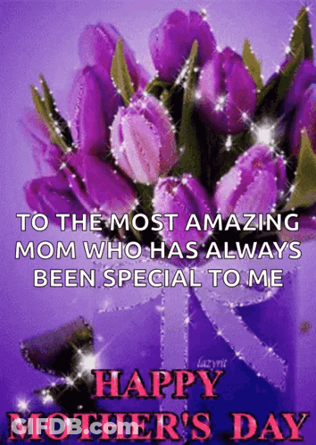 Mother's Day Card With Purple Flowers GIF