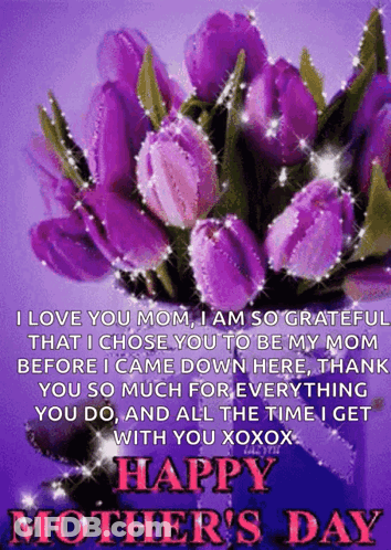 Mother's Day Card With Purple Flowers GIF