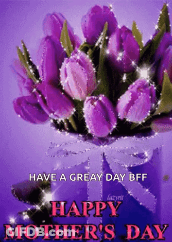 Mother's Day Card With Purple Flowers GIF