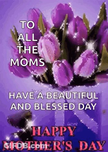 Mother's Day Card With Purple Flowers GIF