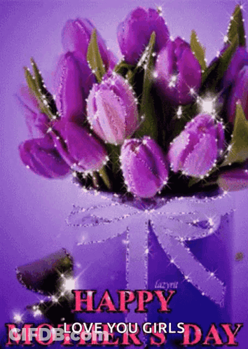 Mother's Day Card With Purple Flowers GIF