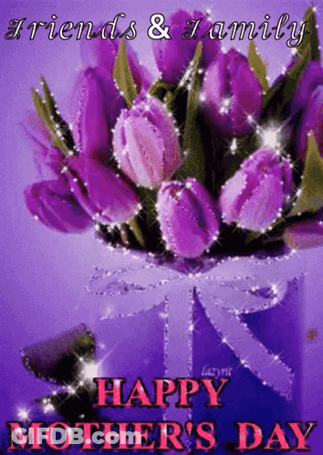 Mother's Day Card With Purple Flowers GIF