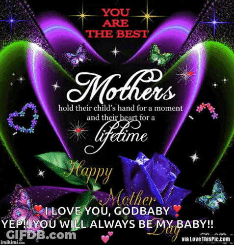 Mother's Day Card With Purple Heart GIF