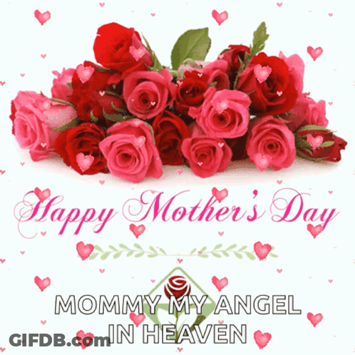 Mother's Day Card With Roses And Angel In Heaven GIF