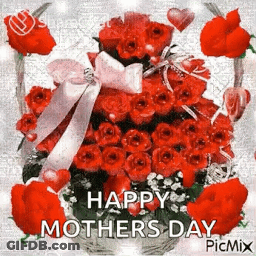 Mother's Day Card With Roses And Hearts GIF