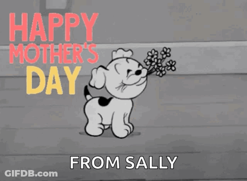 Mother's Day Card With Smiling Dog And Flowers GIF