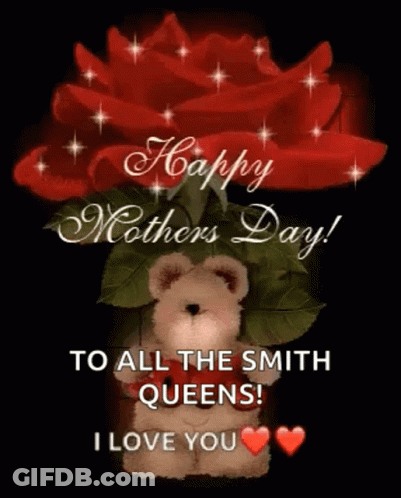 Mother's Day Card With Teddy Bear And Rose GIF