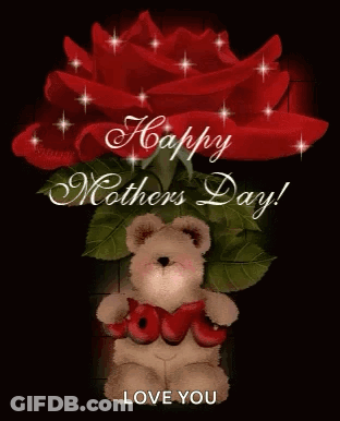 Mother's Day Card With Teddy Bear And Rose GIF