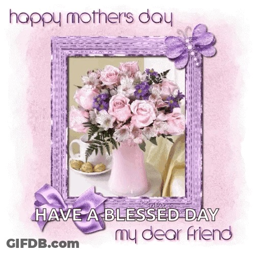 Mother's Day Card With Vase Of Flowers GIF