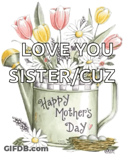 Mother's Day Card With Watering Can And Flowers GIF