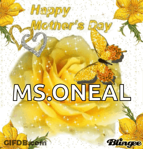 Mother's Day Card With Yellow Rose And Butterflies GIF