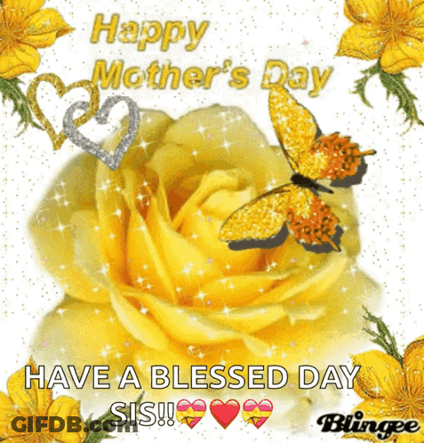 Mother's Day Card With Yellow Rose GIF