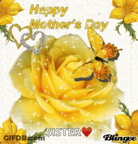 Mother's Day Card With Yellow Rose GIF