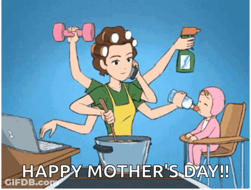 Mother's Day Card Woman Cooking And Talking GIF
