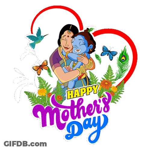 Mother's Day Card Woman Holding Baby Krishna GIF