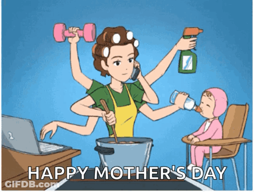 Mother's Day Card Woman With Many Hands GIF