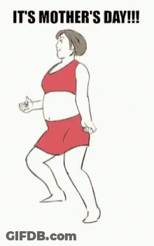 Mother's Day Cartoon Woman Carrying Child GIF