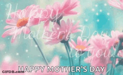 Mother's Day Greeting Card Pink Flowers Happy GIF