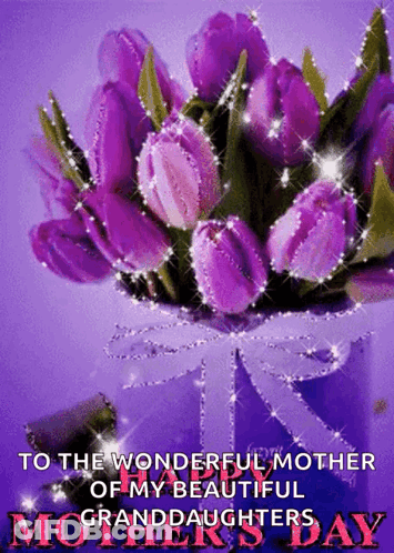 Mother's Day Greeting Card With Flowers In Pink Vase GIF