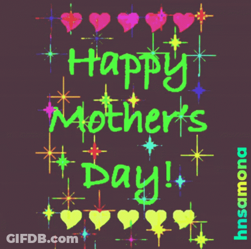 Mother's Day Greeting Card With Hearts And Stars GIF