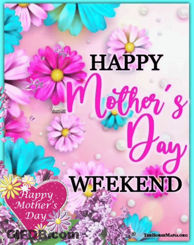 Mother's Day Greeting Card With Pink And Blue Flowers GIF