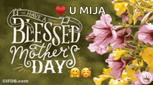 Mother's Day Greeting Card With Pink And Yellow Flowers GIF
