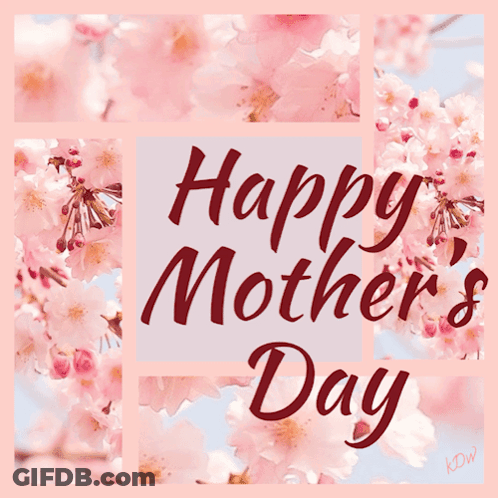 Mother's Day Greeting Card With Pink Flowers GIF