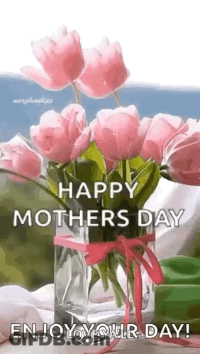Mother's Day Greeting Card With Pink Flowers GIF