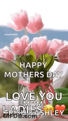 Mother's Day Greeting Card With Pink Flowers GIF