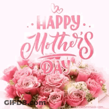 Mother's Day Greeting Card With Pink Roses GIF