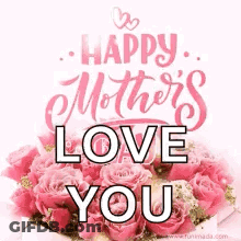 Mother's Day Greeting Card With Pink Roses GIF