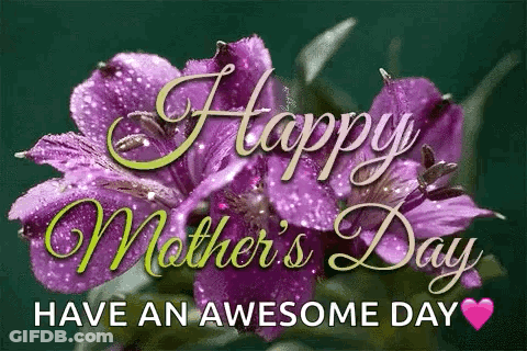Mother's Day Greeting Card With Purple Flowers GIF