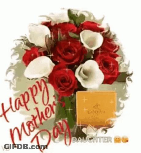 Mother's Day Greeting Card With Roses And Chocolates GIF