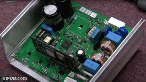 Motherboard With Capacitors And Label NL GIF