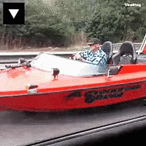 Motorboat On Road GIF