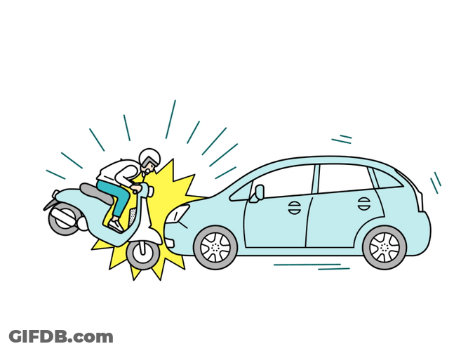 Motorcycle And Car Crash Head On GIF