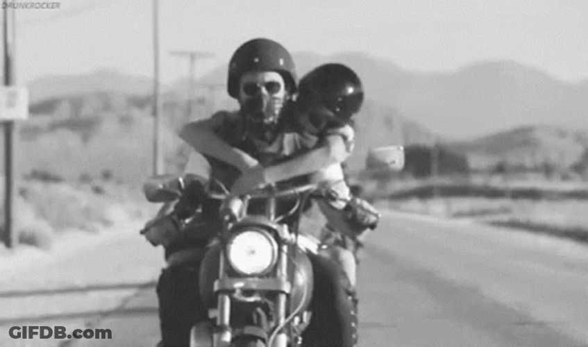 Motorcycle Back Ride Passenger Hugs GIF