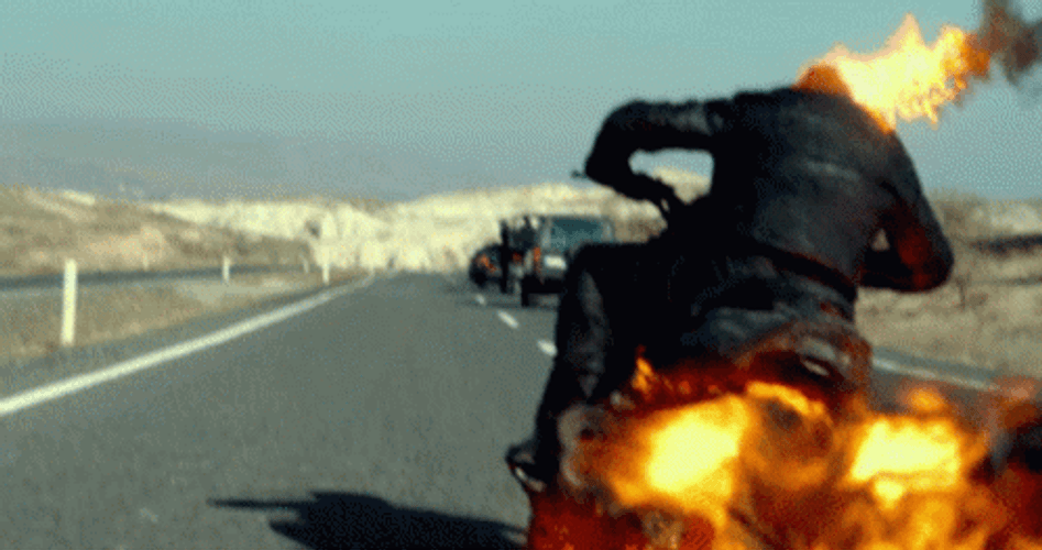 Motorcycle Burning Fire Ghost Rider GIF