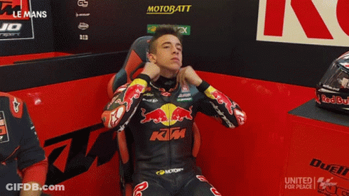 Motorcycle Racer With Crossed Arms Championship Sign GIF
