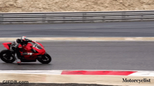 Motorcyclist Riding Red Motorcycle GIF