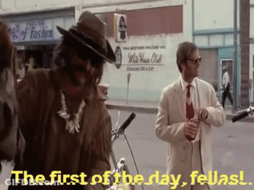 Motorcyclist Says First Of Day Fellas GIF