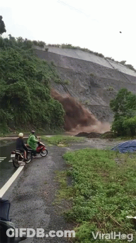 Motorcyclists On Road Near Hill With ViralHog GIF